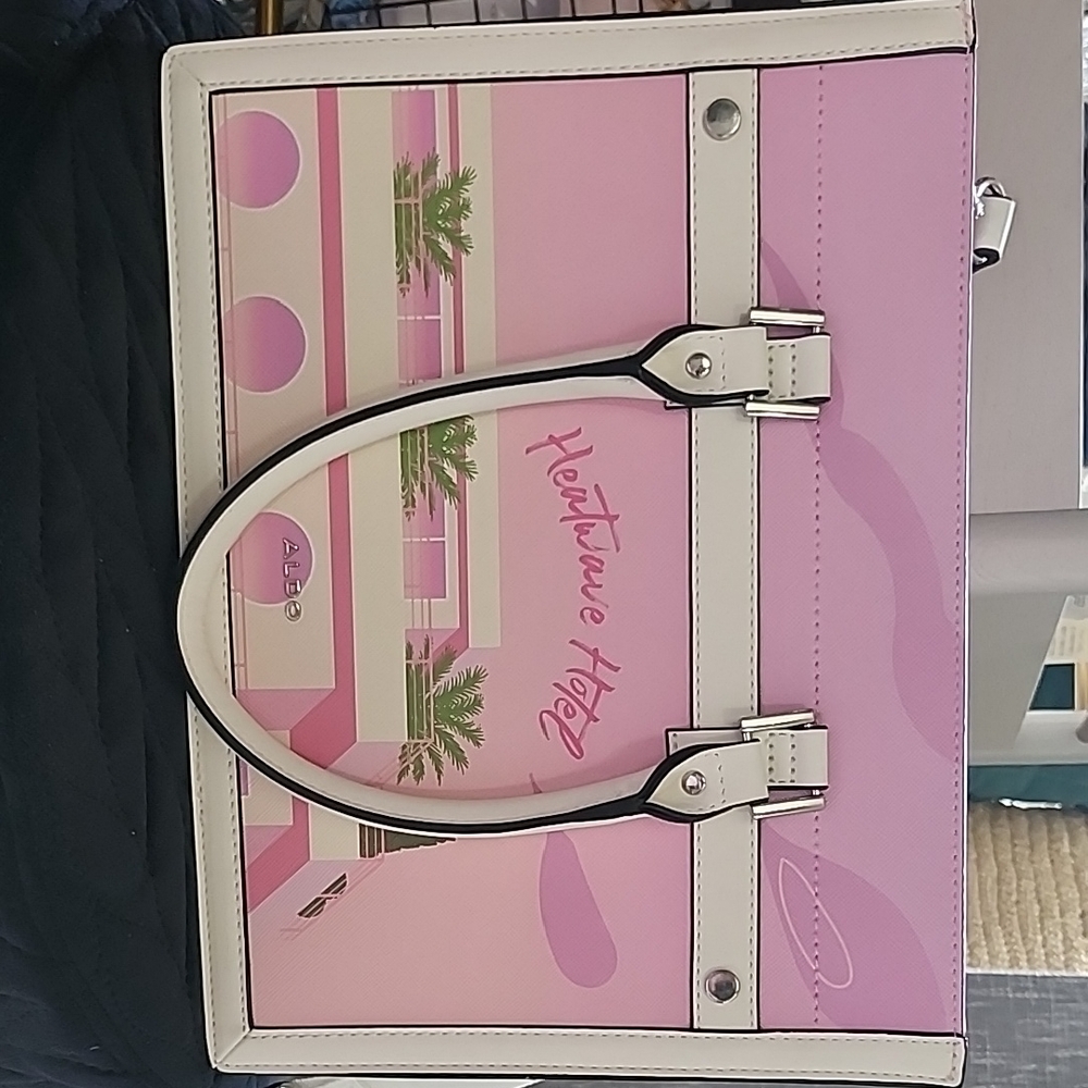 Pink and White Women's Bag